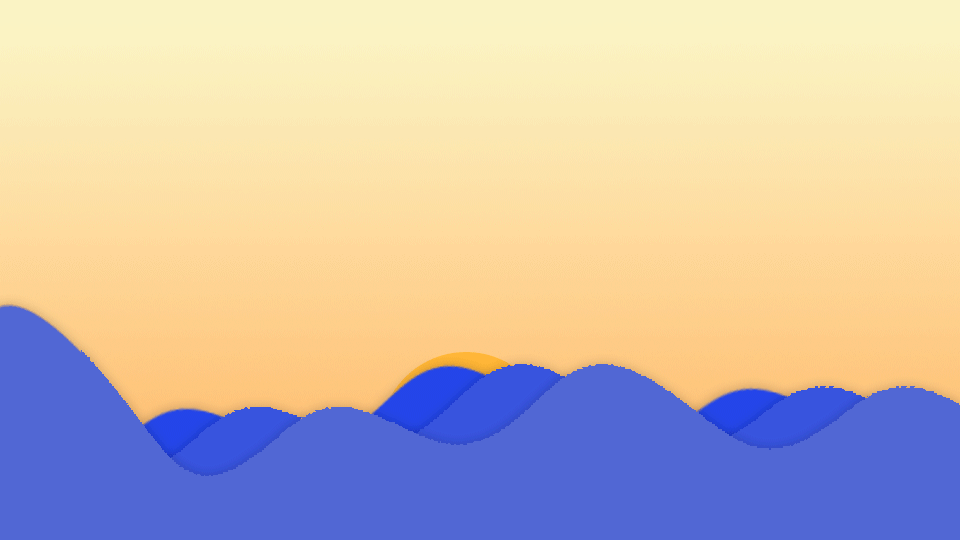 Animated sunset over ocean waves